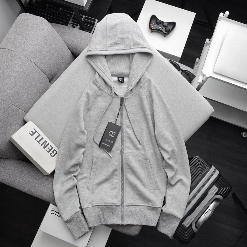 Áo khoác unisex khóa kéo nón rộng vải pique có túi trong , Áo khoác nam Bigsize  - Ivan Bigsize