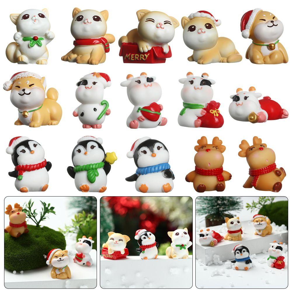 KUNHEV Mô Hình Chó / Mèo Mini Trang Trí Nhà Cửa Dịp Giáng Sinh