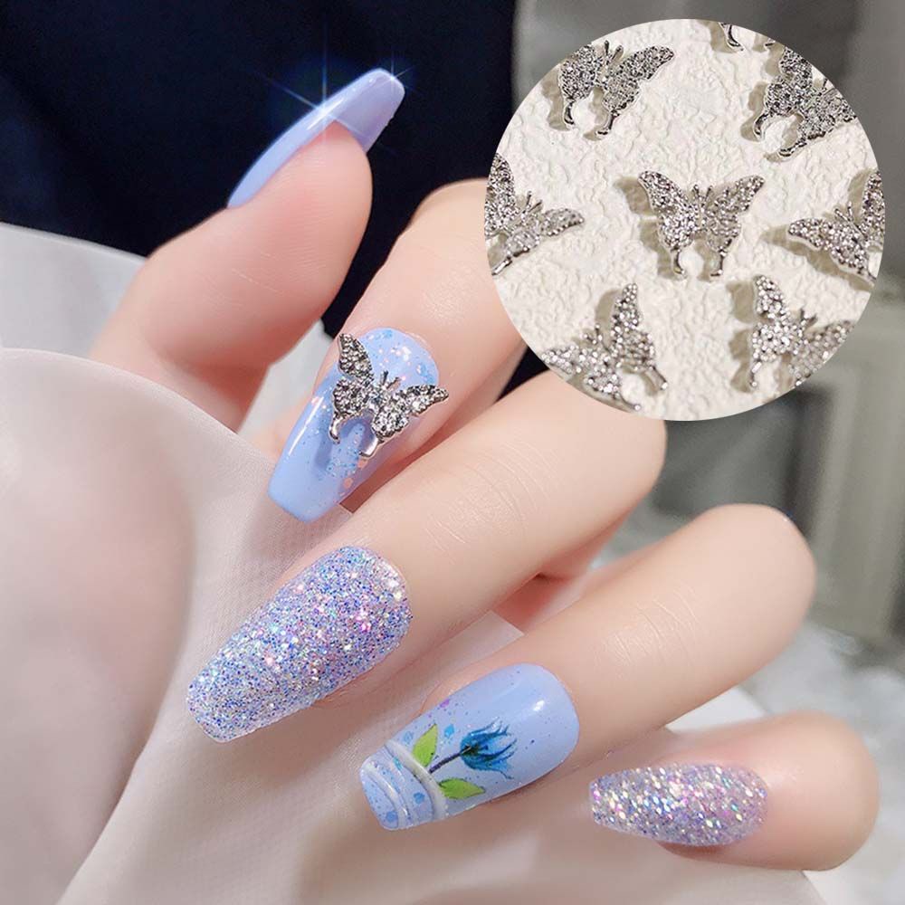 [Hàng mới về] Hạt phụ kiện trang trí móng tay nghệ thuật hình bướm 3d làm từ hợp kim kiểu Nhật sang trọng