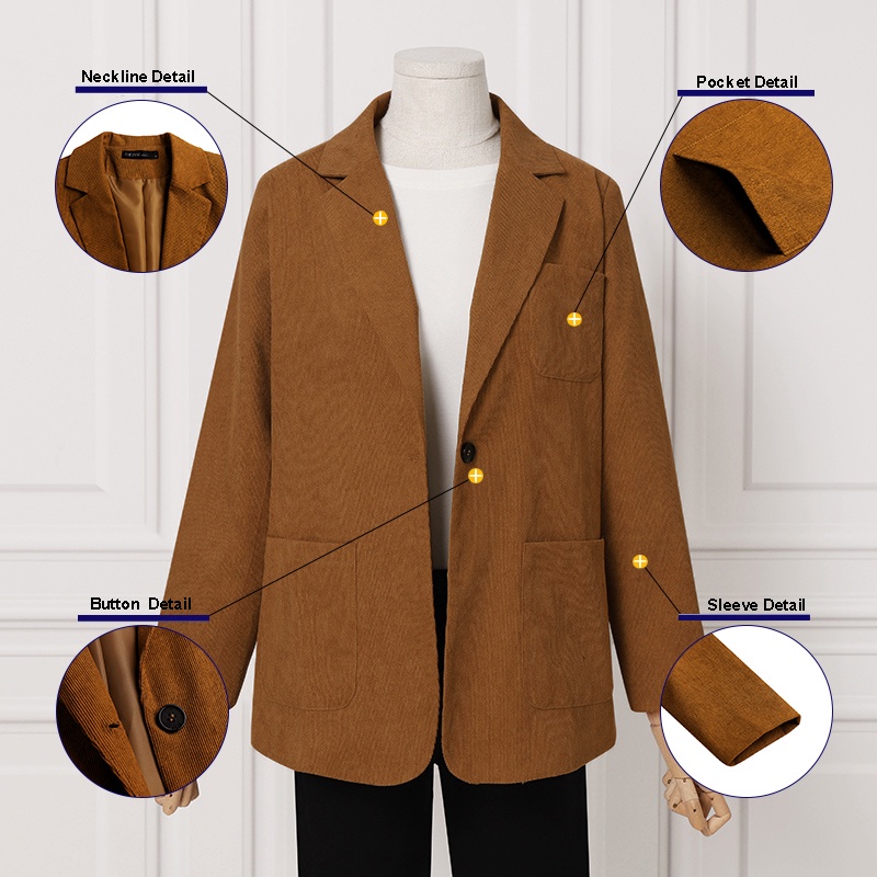 Áo blazer ZANZEA cổ bẻ dài tay có túi phía trước thời trang cho nữ