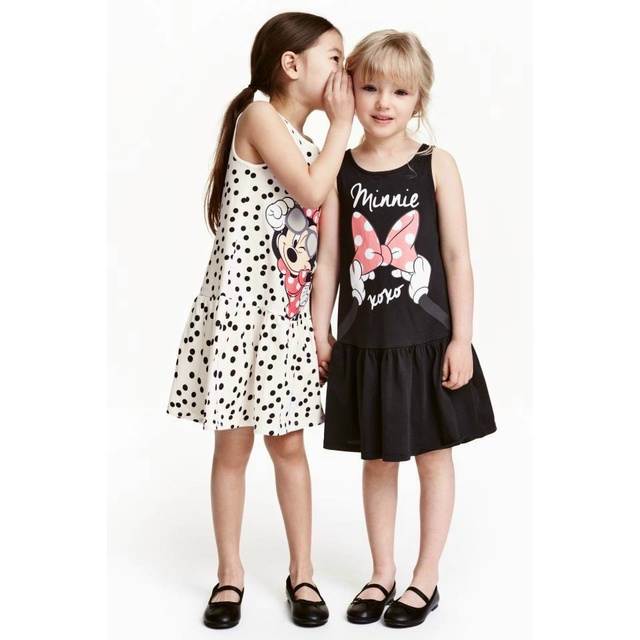 Váy đầm cho bé gái - Set 2 váy Minnie đen trắng HM cho bé gái size 2-10t