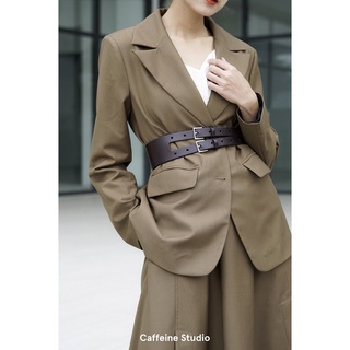 Áo blazer kaki hai lớp dành cho nữ Caffeine Studio
