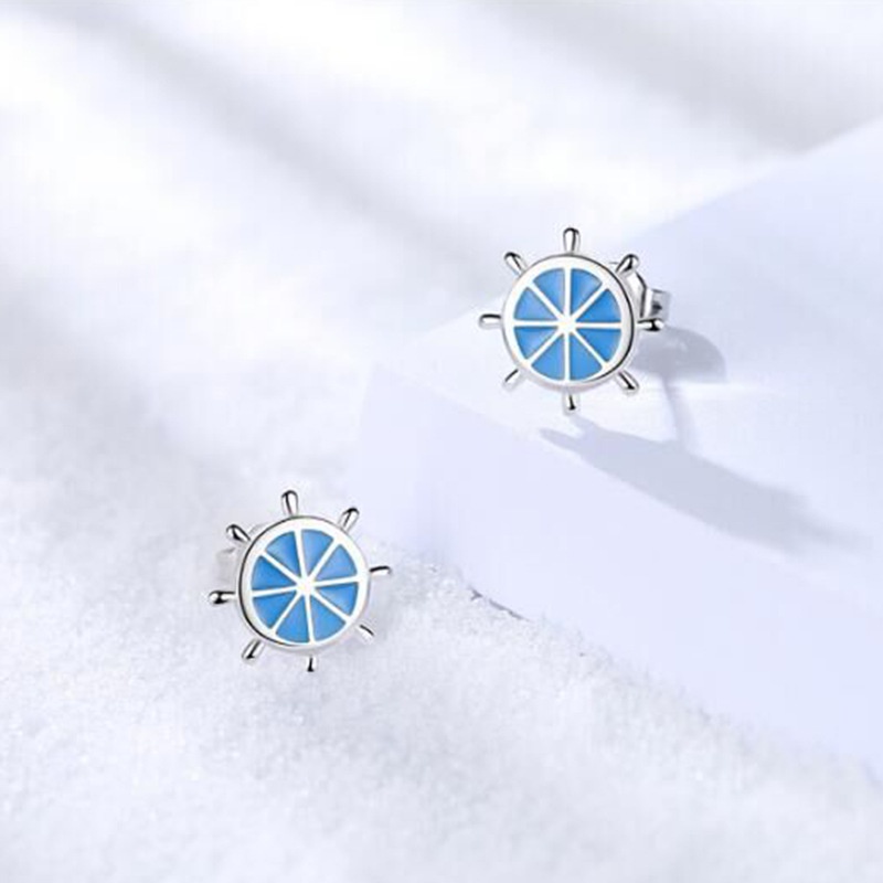 Earrings Girl Earrings Blue Rudder Steering Wheel Earrings Oil Drop Earrings Fresh Jewelry