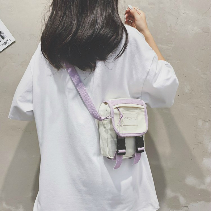 Túi đeo chéo vải canvas phong cách Nhật Bản trẻ trung