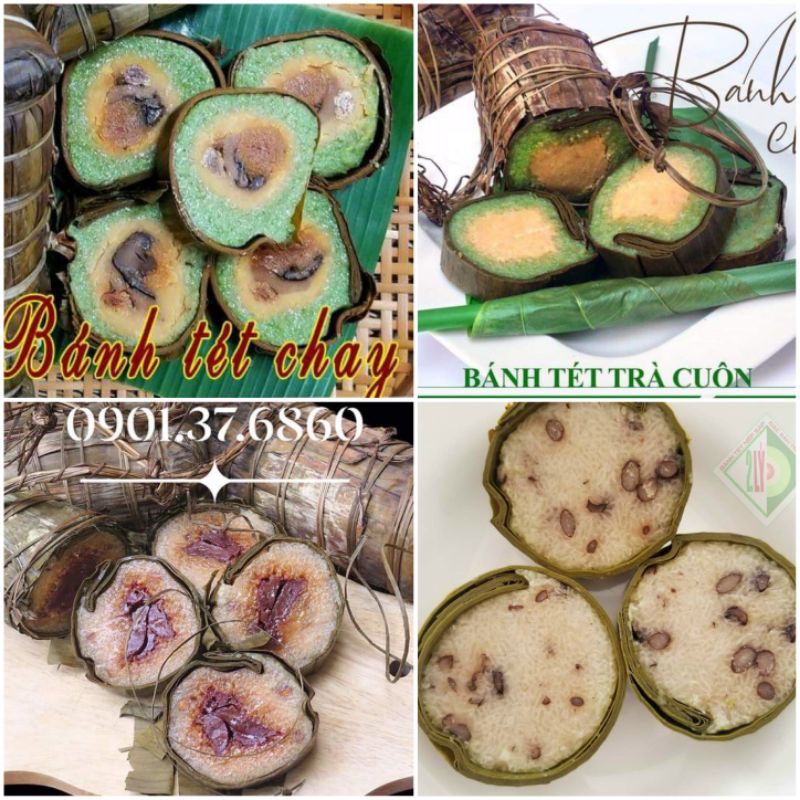 BÁNH TÉT CHAY TRÀ CUÔN NHÂN CHUỐI HOẶC ĐẬU