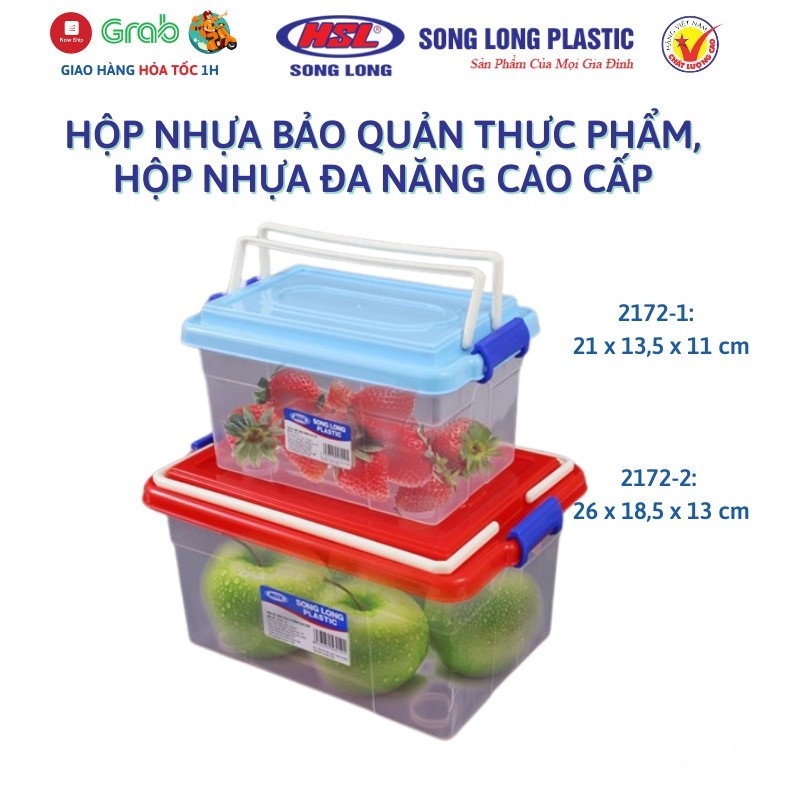 Hộp đựng thực phẩm, rau, củ Cao Cấp Song Long 2172 có quai xách tiện lợi