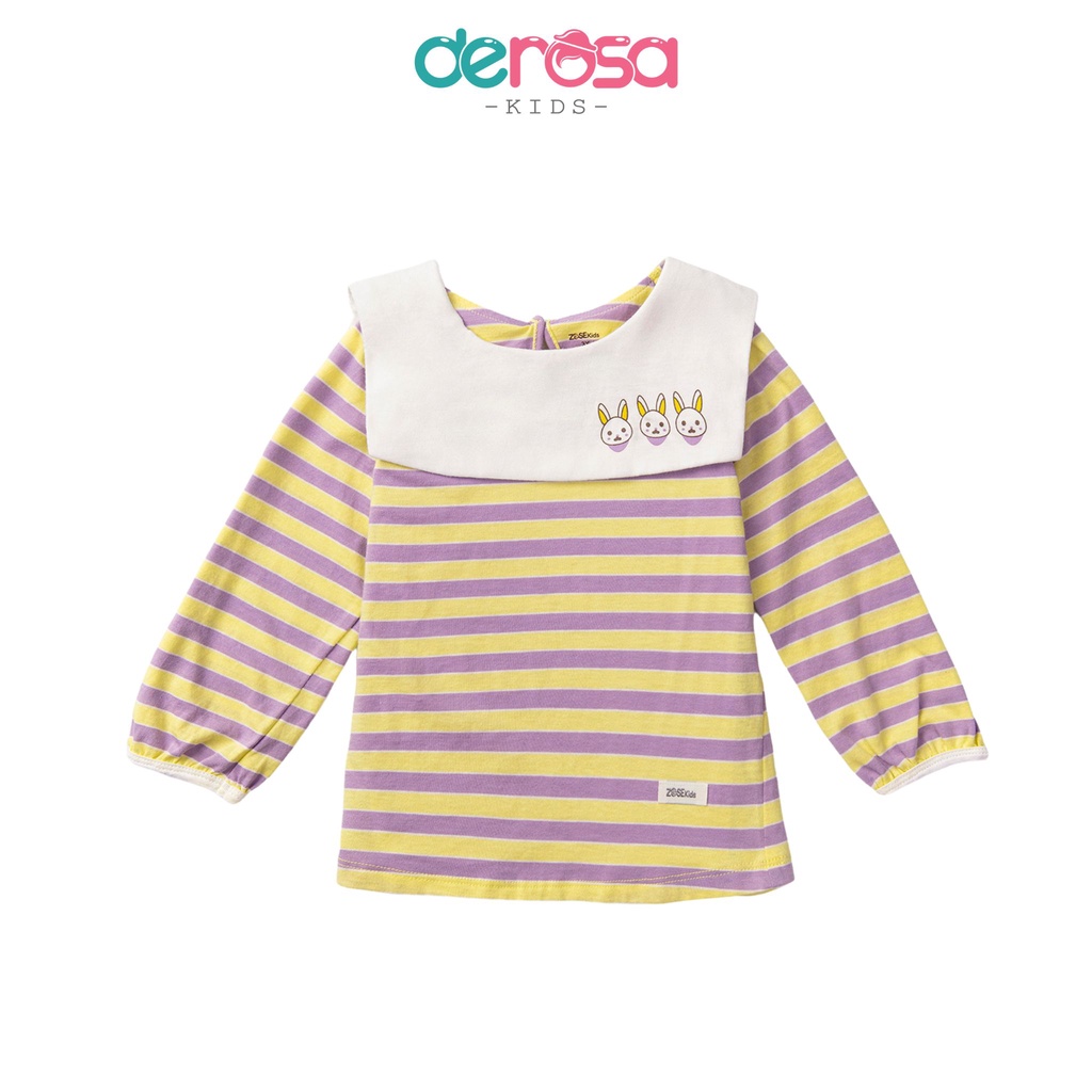 Áo thủy thủ dài tay cho bé gái chất liệu cotton DEROSA KIDS 2-6 tuổi AWKDZ628A
