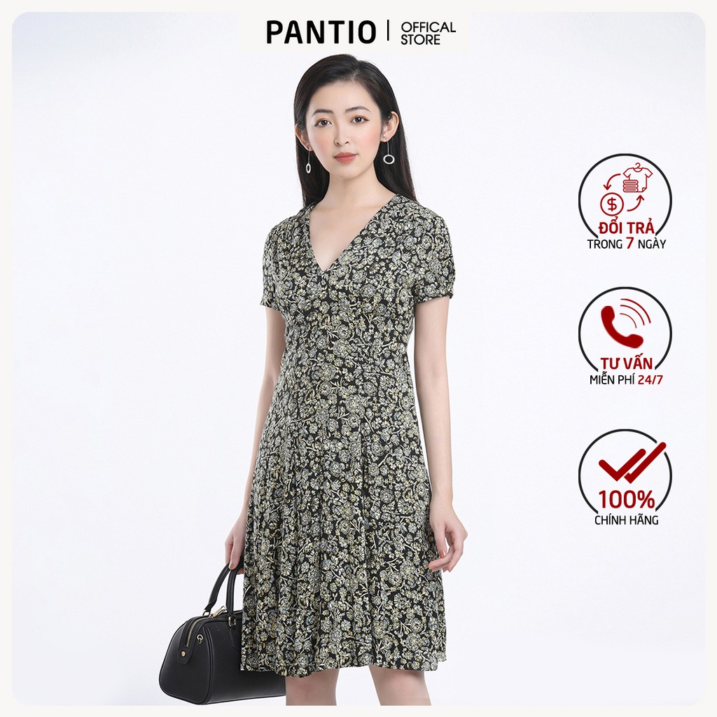 Đầm dạo phố dáng xòe tay ngắn FDP12450 - PANTIO