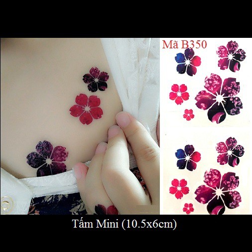 Xăm dán Tattoo hoa mai B350