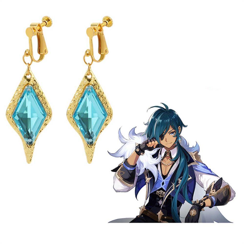 BACK2LIFE Genshin Bông Tai Dạng Kẹp Hóa Trang Nhân Vật Hoạt Hình Kaeya Phong Cách Retro