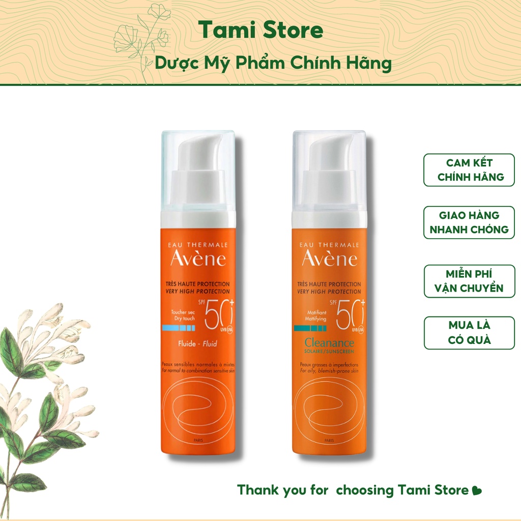 Kem chống nắng Avene Cleanance SPF50+ 50ml / Avene Dry Touch Fluide SPF50+ 50ml - Kem chống nắng cho da dầu, nhạy cảm