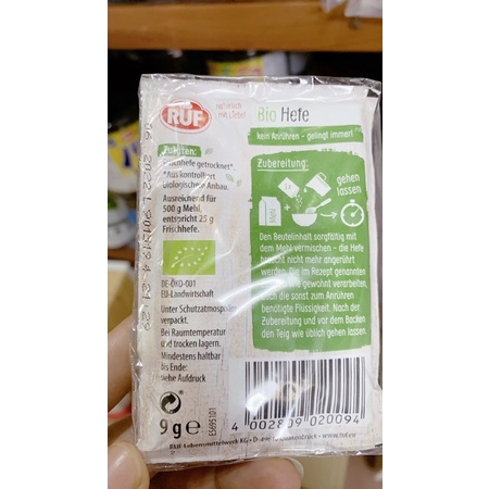 MEN NỞ HỮU CƠ RUF của Đức date 6/2022
