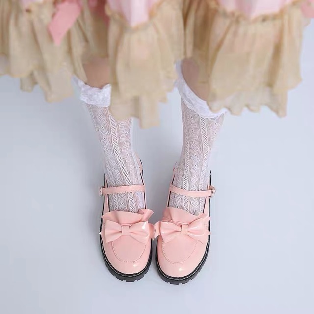(sẵn trắng 35) Giày Lolita đính nơ, khoá trái tim phong cách nữ sinh Nhật Bản (ORDER) L8 | BigBuy360 - bigbuy360.vn