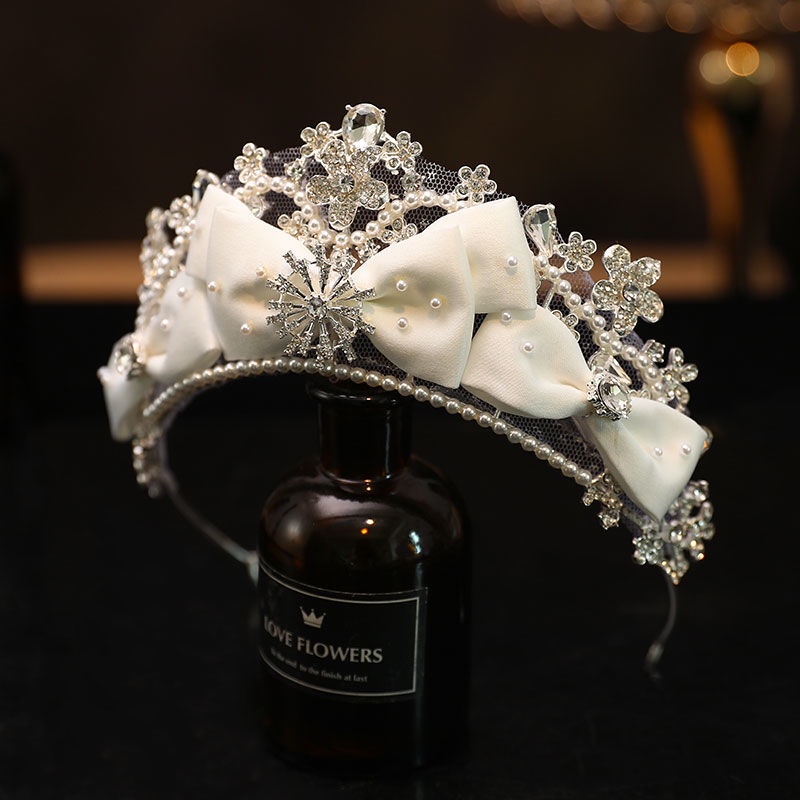 Vương Miện Đội Đầu Cô Dâu Đính Ngọc Trai Sang Trọng Phong Cách Âu Mỹ