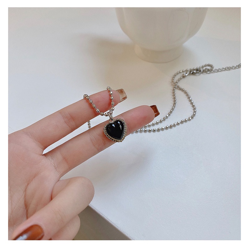 Vòng cổ Mặt Trái Tim Màu Đen Phong Cách Hàn Quốc Thời Trang Cho Nữ