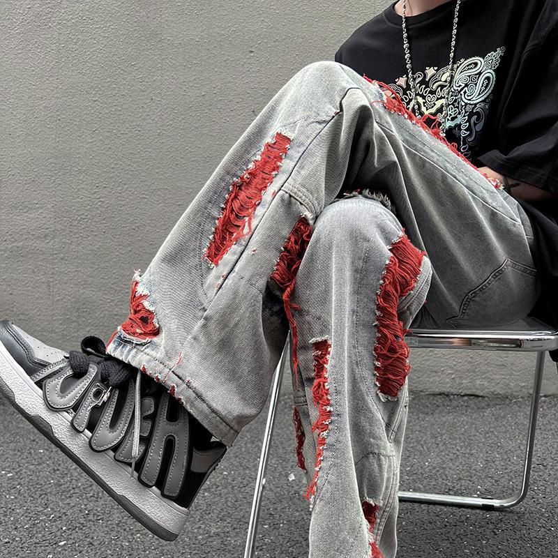 Quần Jean Dài Rách Gối Phong Cách Âu Mỹ Cá Tính Dành Cho Nam