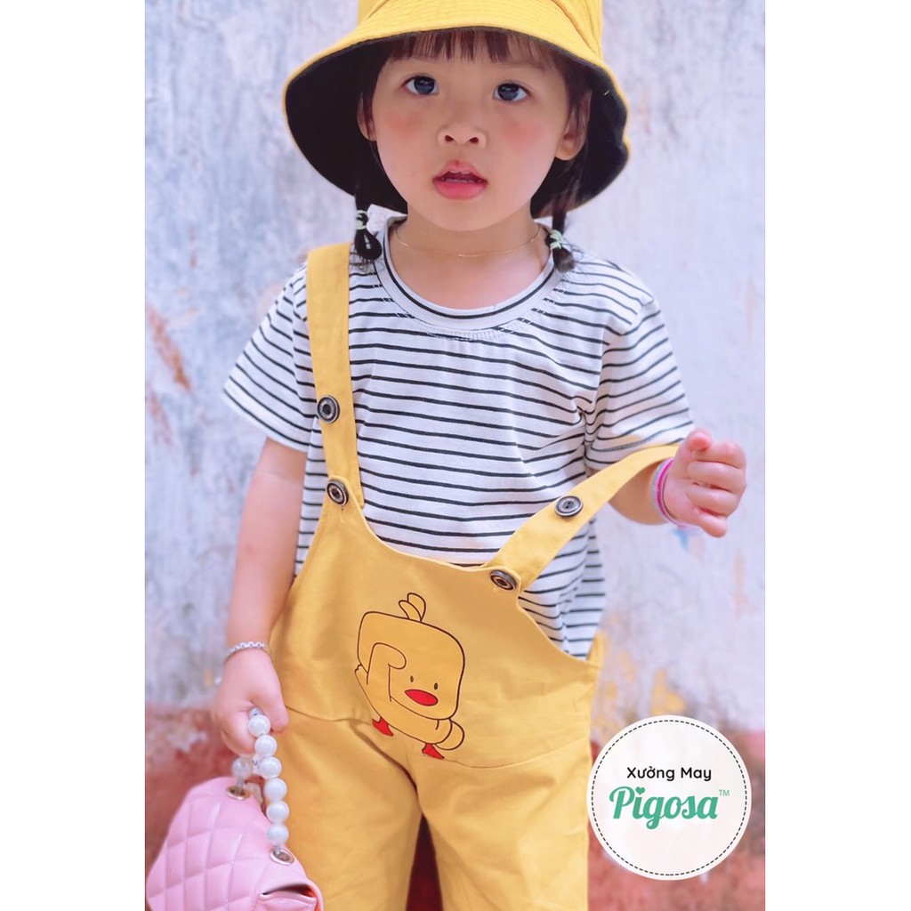 Đồ Bộ Bé Gái/Trai Yếm Kaki Kèm Áo Thun Sọc Ngang - HAPY SB521