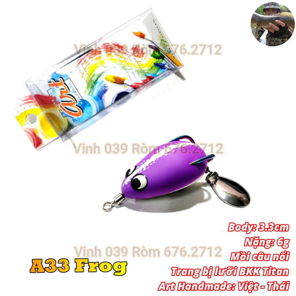 Nhái Hơi A33 - Mồi câu cá lóc - Lưỡi BKK Titan