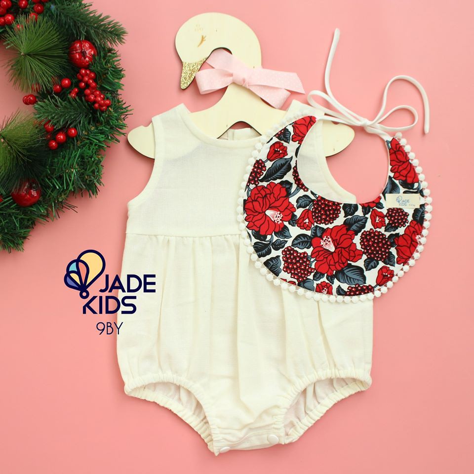 Đồ bộ bé gái, Body Trắng linen 🌸🌸 Kèm yếm xinh xắn bé gái