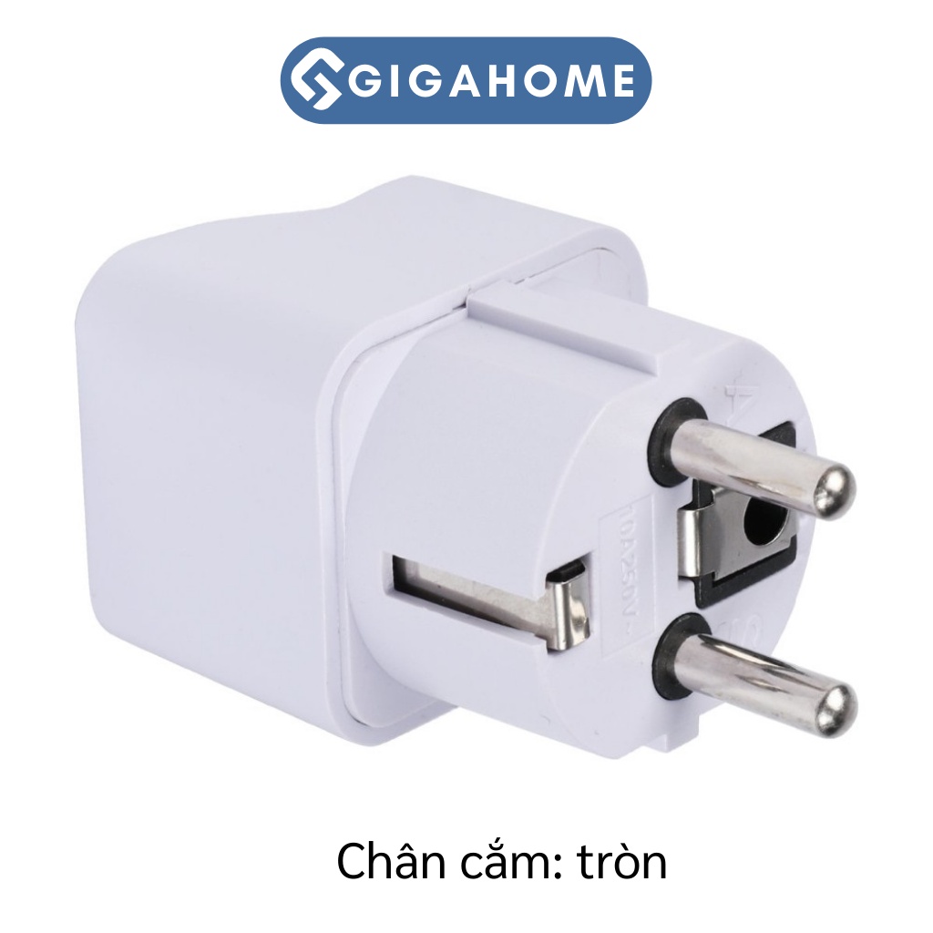 Phích Cắm Điện Chuyển Đổi GIGAHOME Từ 3 Chấu Sang 2 Chấu Phích Tròn, Chịu Tải Lớn 10421