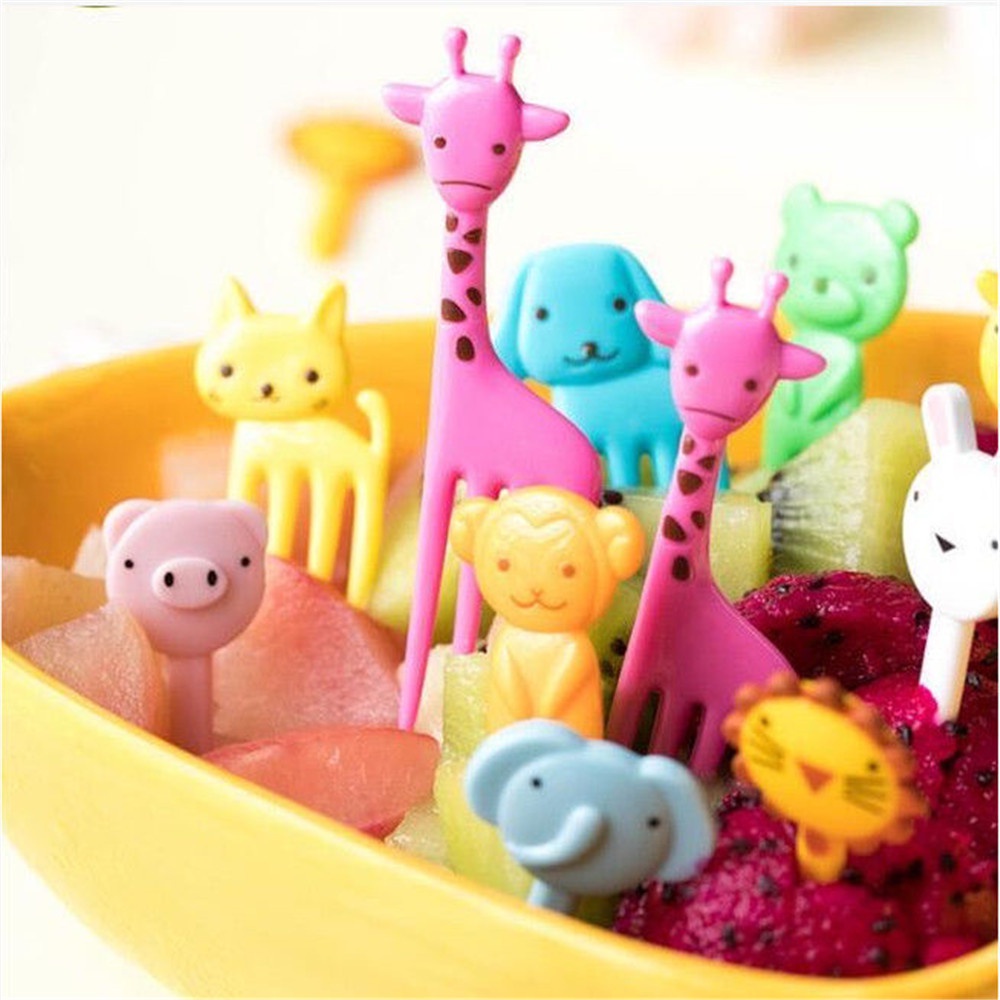 Bộ 20 Nĩa Ăn Trái Cây Bằng Nhựa Hình Động Vật Hoạt Hình Cho Trẻ Em