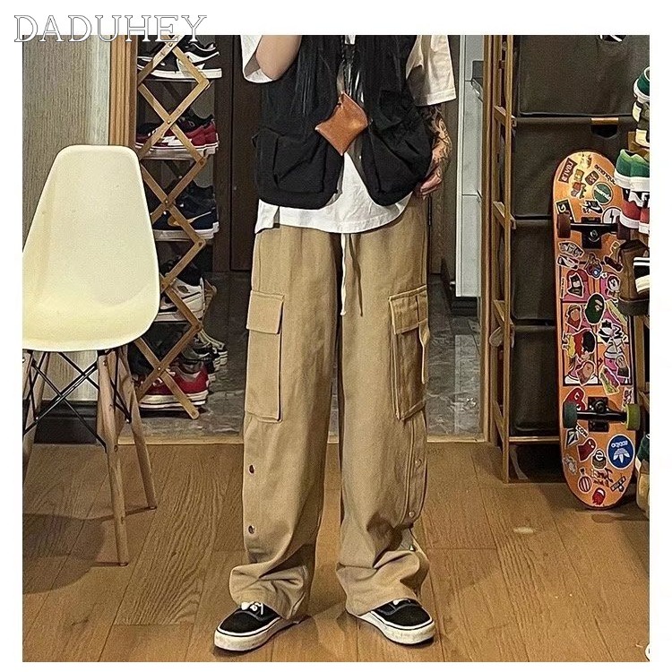 Quần ống rộng nhiều túi phong cách Hồng Kong