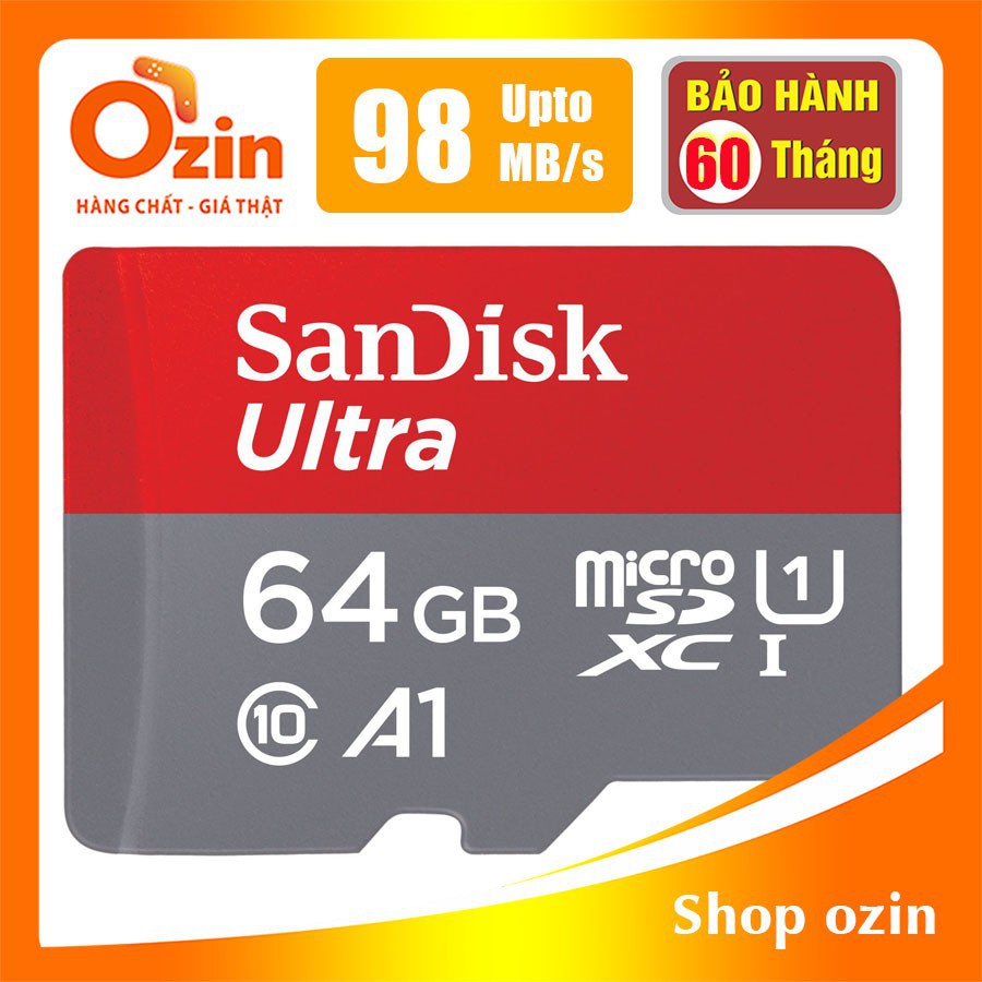 [RẺ VÔ ĐỊCH] Thẻ nhớ micro SD sandisk Ultra A1 128GB 64GB 32GB 16GB 100Mb/s 95