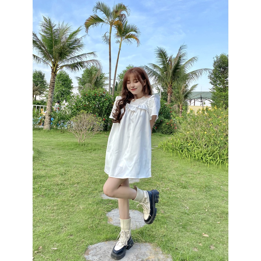 Áo babydoll kiểu áo váy ngực bèo xếp nếp ulzzang- Made by Toneontone TOT