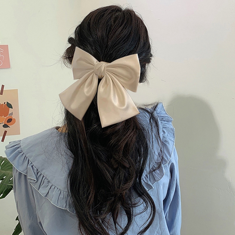 Kẹp Tóc Hình Nơ Vải Satin Phong Cách Hàn Quốc