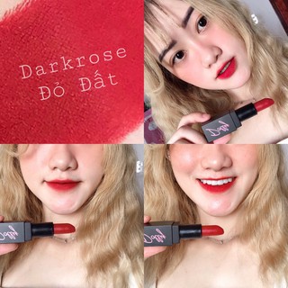 [Đỏ Đất] Dark Rose Son Sáp Phủ Phấn Dolly Không Chì Màu Đỏ Đất