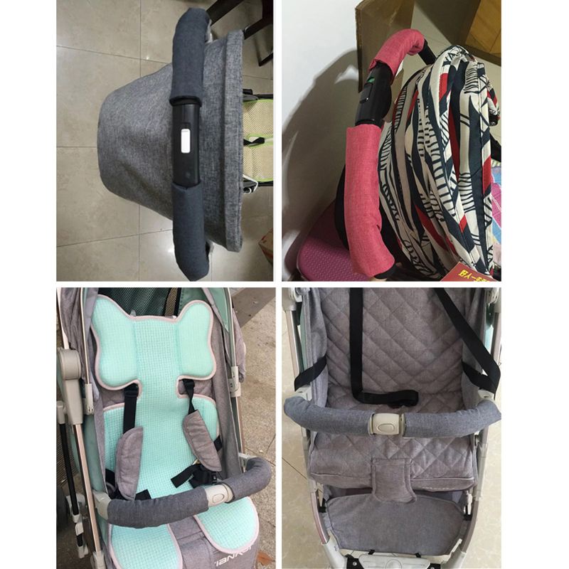 Bộ 2 Vỏ Bọc Tay Cầm Xe Đẩy Em Bé Chất Liệu Cotton Lanh Tiện Dụng