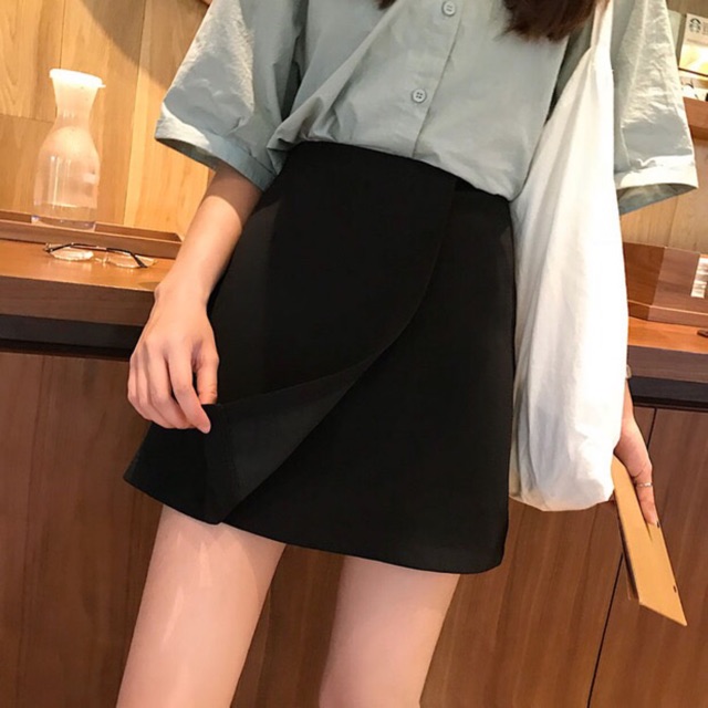 Váy Chữ A Xẻ Vạt Phong Cách Ulzzang_a1