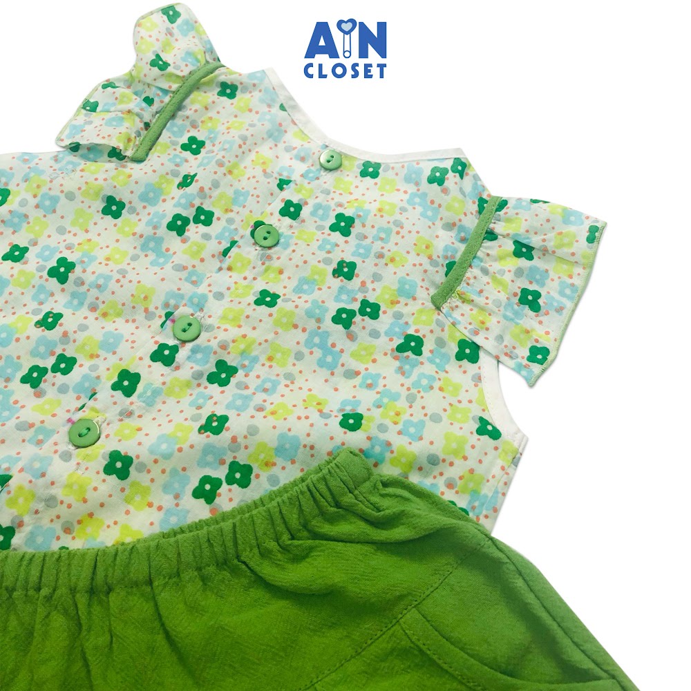 [Mã BMBAU50 giảm 7% đơn 99K] Bộ quần áo ngắn bé gái Hoa cỏ xanh cotton boi - AICDBGWVKPKG - AIN Closet