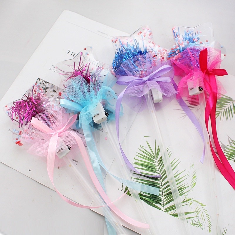 Gậy phát sáng - gậy phép thuật đèn led quả cầu pha lê, ngôi sao, trái tim - đồ chơi noel, trung thu cho bé