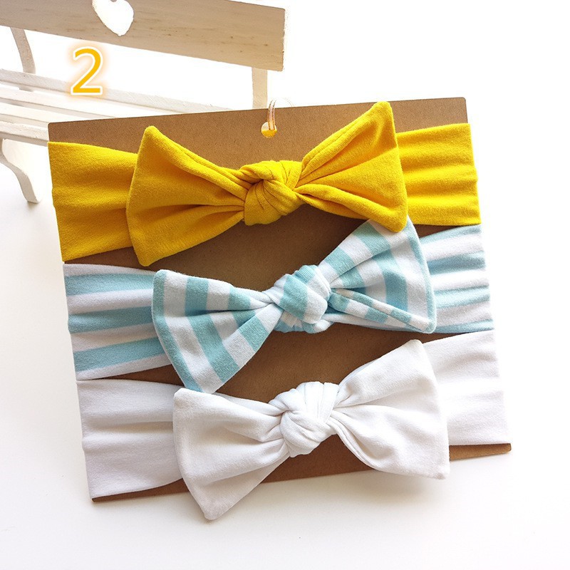 Set 3 băng đô quấn đầu cột nơ bé gái