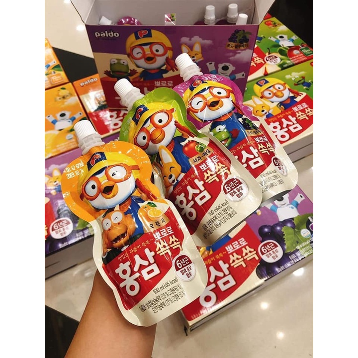 Nước Hồng Sâm Trẻ Em Pororo Hàn Quốc Cho Bé Từ 2 tuổi, Hồng Sâm Baby Tăng Đề Kháng Vị Trái Cây Thơm Ngôn