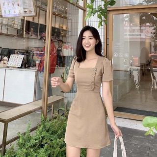 ĐẦM CỔ VUÔNG 3 MÀU