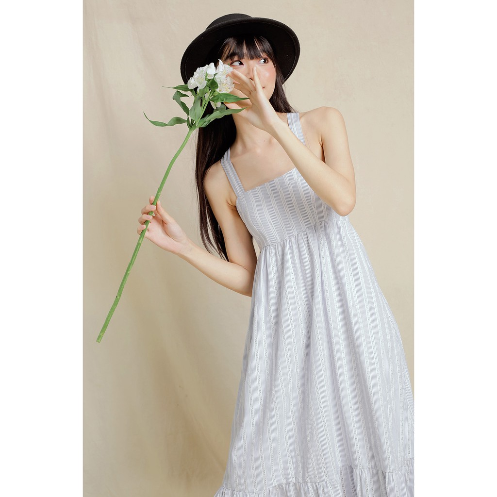 DOTTIE - Đầm dài cúp ngực hai dây nữ trắng xanh D0153 | BigBuy360 - bigbuy360.vn