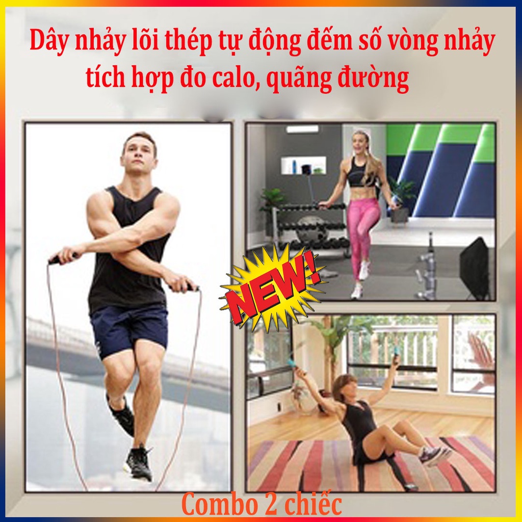 Dây nhảy đếm số✅FREE SHIP✅dây nhảy lõi thép tự động đếm số vòng nhảy tích hợp đo calo, quãng đường