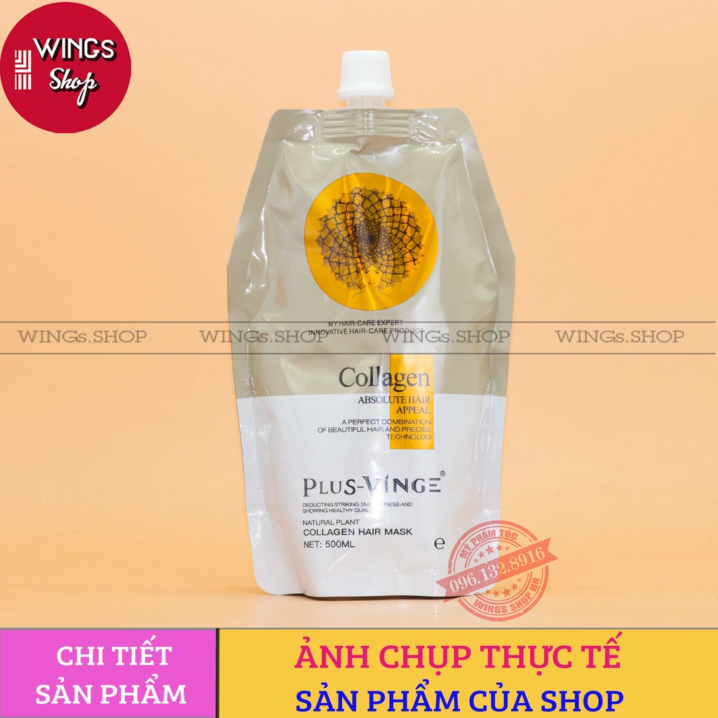 Kem Hấp, Ủ, Xả Tóc Phục Hồi Siêu Mềm Mượt Natural Plant Collagen Plus Vinge 500ML | Wings Shop