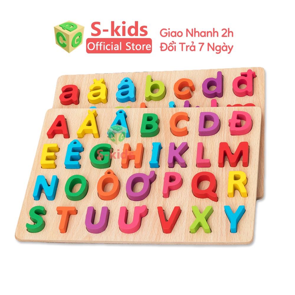 Đồ Chơi Trẻ Em S-Kids, Bảng Chữ Cái, Số Đếm, Hình Học bằng gỗ Tích Hợp Trò Chơi Câu Cá Cho Bé.