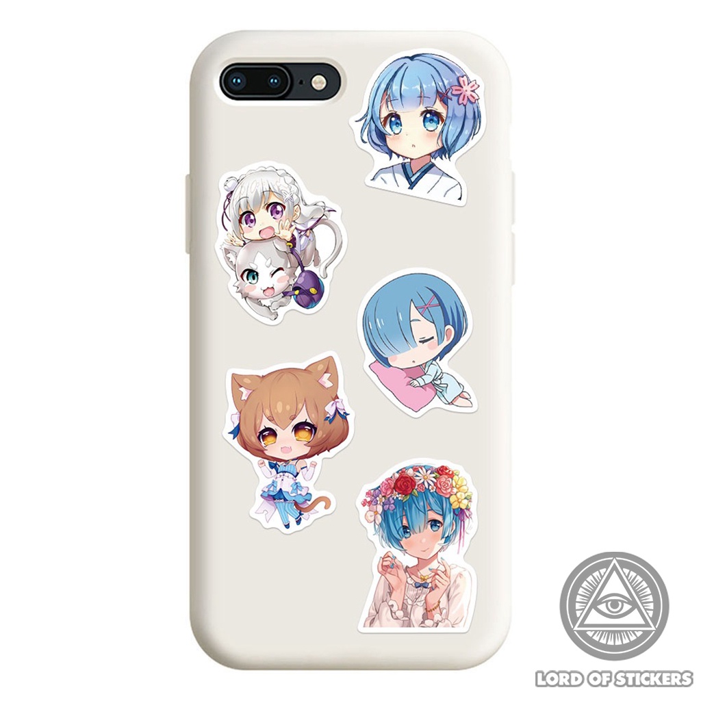 Set 50 Hình Dán Re:Zero Rem Ram Waifu Sticker Cute Anime Manga Chống Thấm Nước Trang Trí Mũ Bảo Hiểm, Laptop, Vali, Sổ