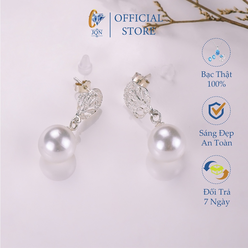 Bông tai nữ bạc ta mẫu mới đẹp ms63 [ JQN- Cam kết bạc chuẩn, chất lượng, giá xưởng ]