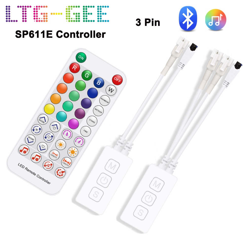 Bộ Điều Khiển Dây Đèn LED SP611E Bluetooth WS2811WS2812 IR38 Keys DC5V-24V
