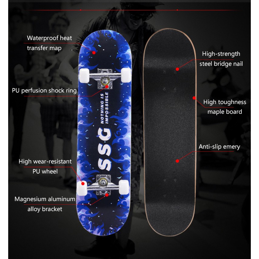 Ván trượt Skateboard ván trượt thể thao có đèn led phát sáng cho trẻ em và người lớn