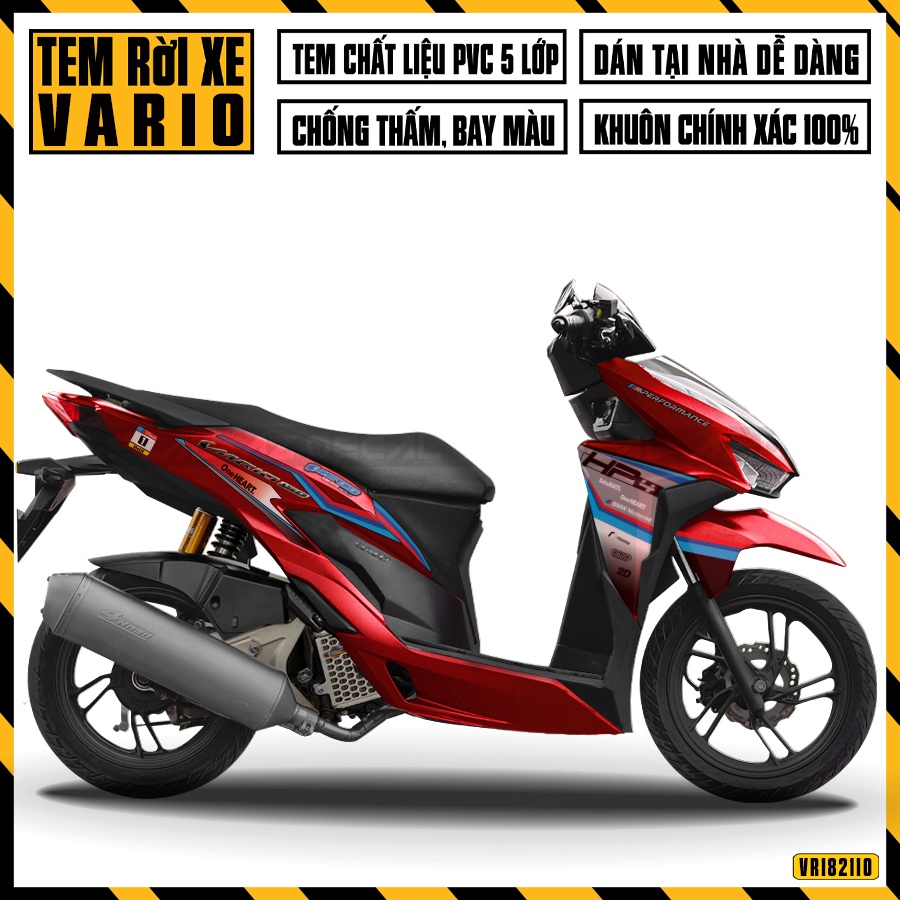 Tem Dán Xe Honda Vario 150 Mẫu BM | VR182110BM | Chất Liệu Decal PVC Cắt Khuôn Sẵn, Chống Thấm Nước