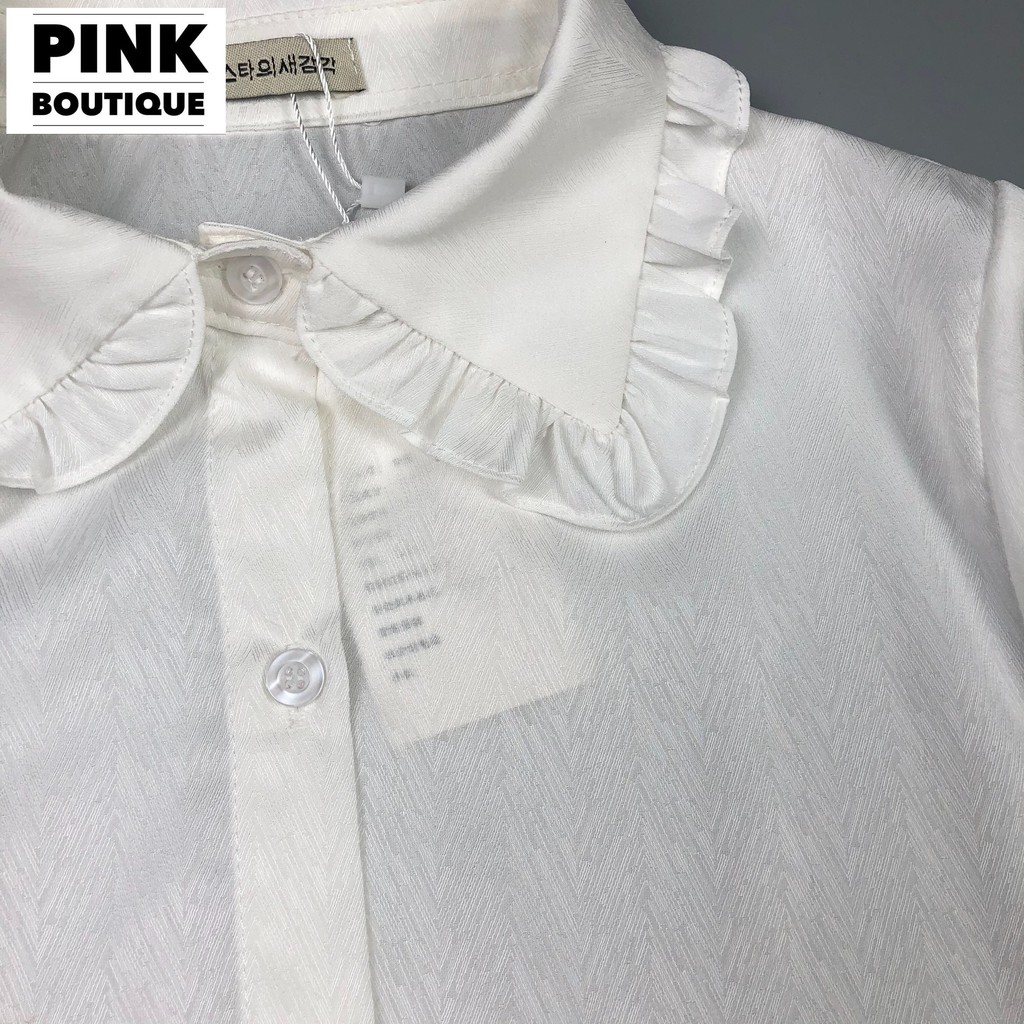 Áo Sơ Mi Trắng Nữ Lụa Vân Cổ Đức Bèo Thiết Kế PINK BOUTIQUE | BigBuy360 - bigbuy360.vn