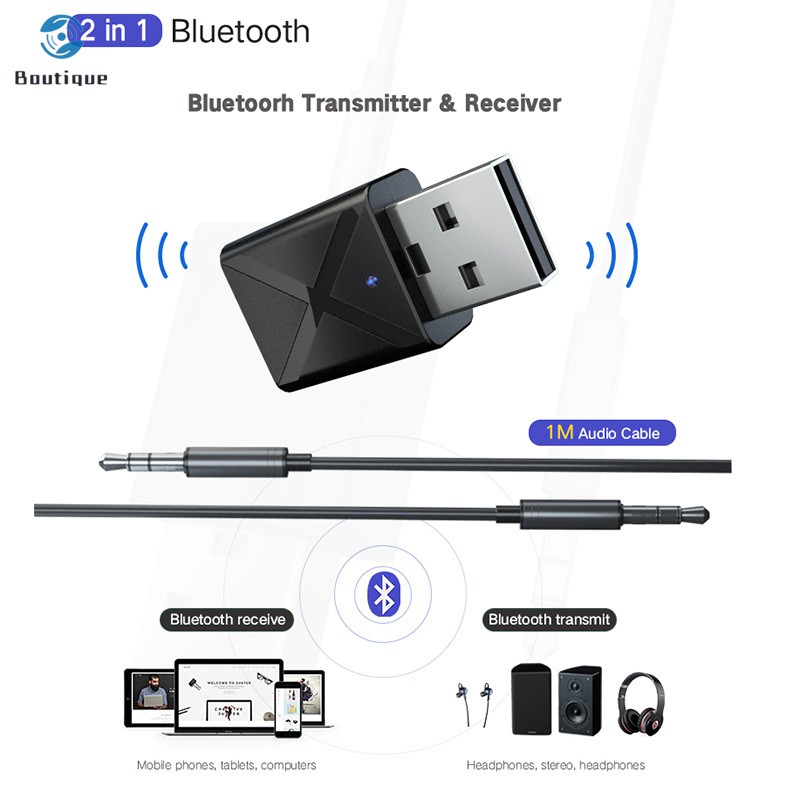 Adapter nhận tín hiệu không dây Bluetooth 5.0 mini cho máy phát nhạc TV CD xe hơi