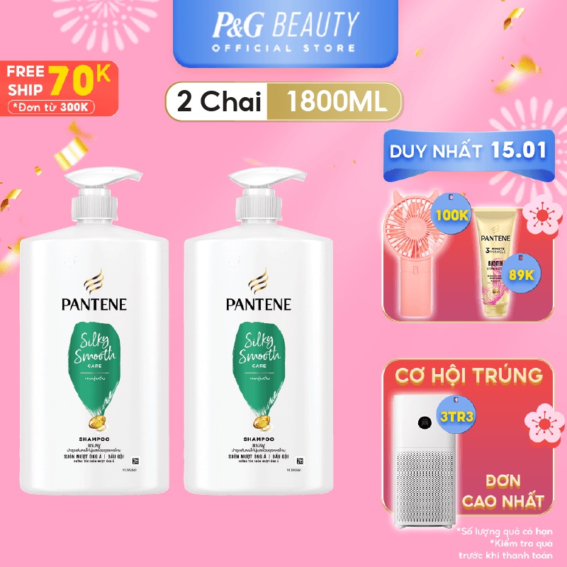 Combo 2 Dầu Gội PANTENE chai 1800ML Suôn Mượt Óng Ả