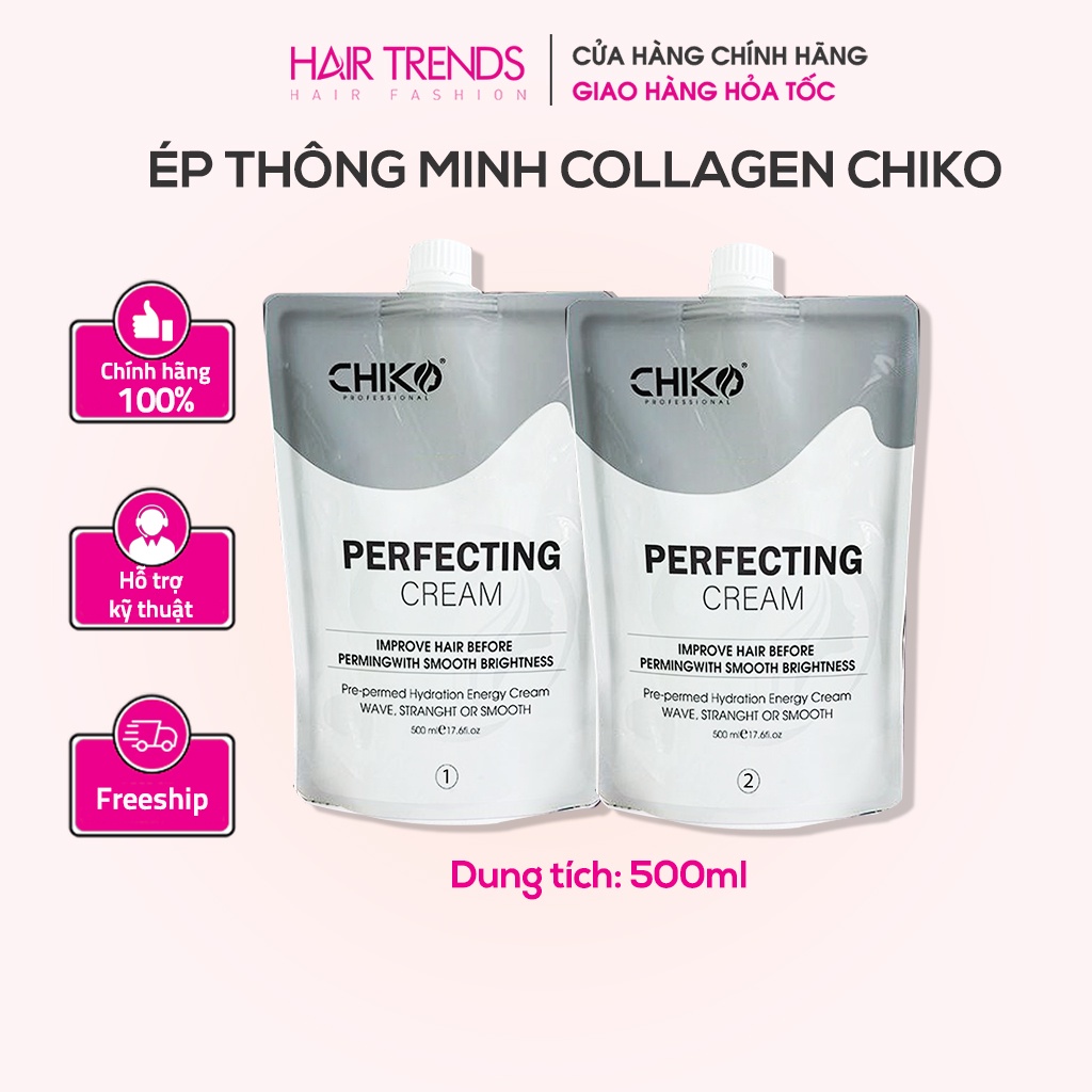 (CHÍNH HÃNG) Thuốc ép/duỗi tóc collagen thông minh CHIKO (Cặp Lớn)